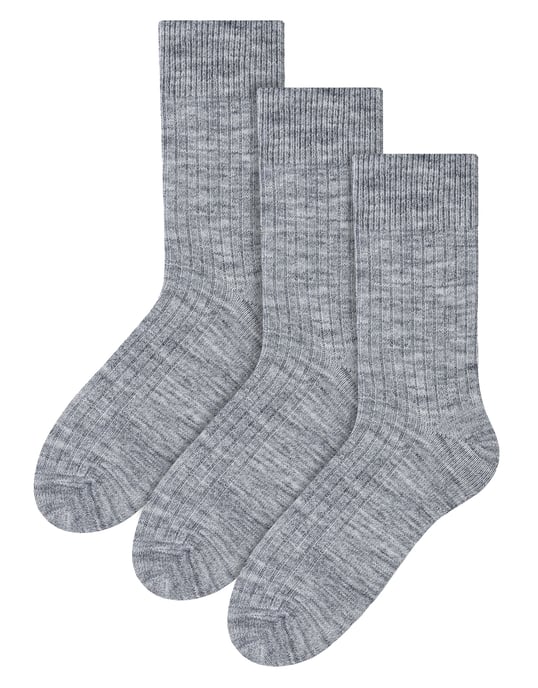3 Pares Multipack Calcetines de Lana de Alpaca para Hombre - Gris Claro - Image 1