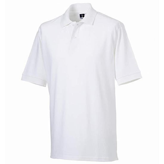 Russell Mens 100% Cotton Short Sleeve Polo Shirt (White) - Image 3