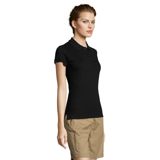 SOLS Womens/Ladies People Pique Short Sleeve Cotton Polo Shirt (Black) - Image 6