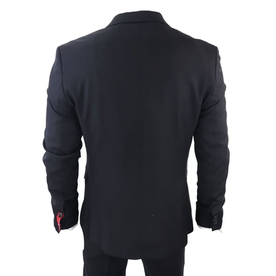 Traje clásico negro liso de tres piezas para hombre - Image 6