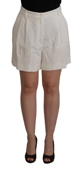 Shorts de Mujer de Algodón de Cintura Alta Blancos Dolce & Gabbana - Image 1