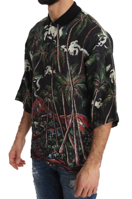 Camisa de Manga Corta Negra Volcán Sicilia de Dolce & Gabbana - Image 3