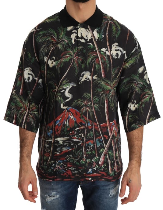 Camisa de Manga Corta Negra Volcán Sicilia de Dolce & Gabbana - Image 1