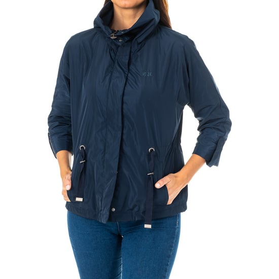Women's long-sleeved high-neck jacket with adjustable drawstring at mid-waist LWO004