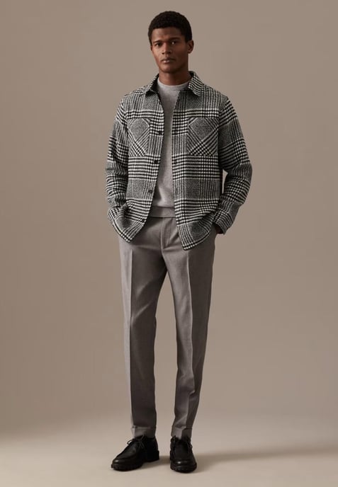 Sobrecamisa de lana Autograph Black/White Check para hombre - Image 5