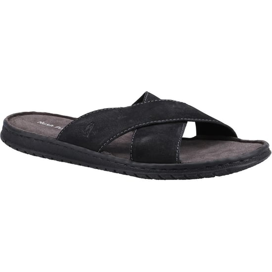Hush Puppies Mens Nile Crossover Leather Sandals (Black) - Image 1