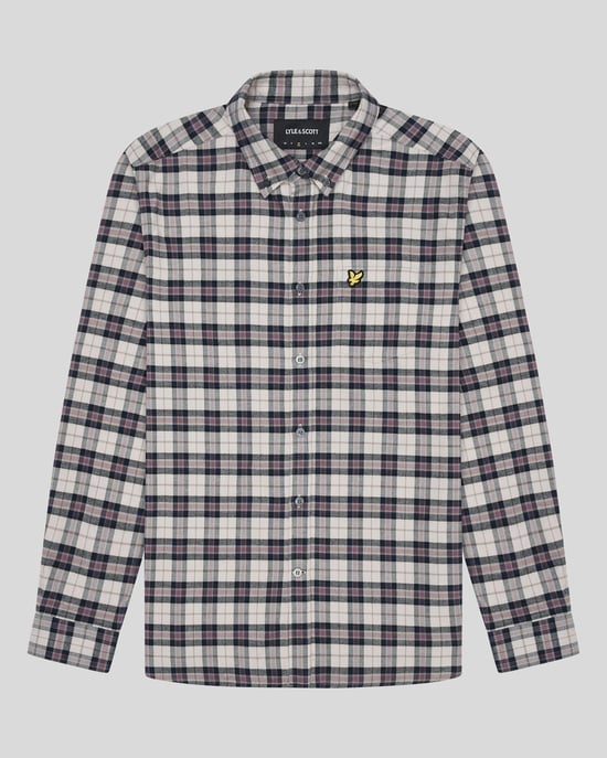 Camisa de manga larga azul marino de franela a cuadros de Lyle & Scott - Image 5