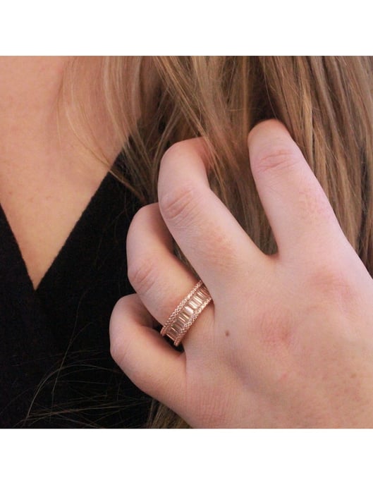 Anillo Glamour Lock - Oro rosa y cristal - Image 2