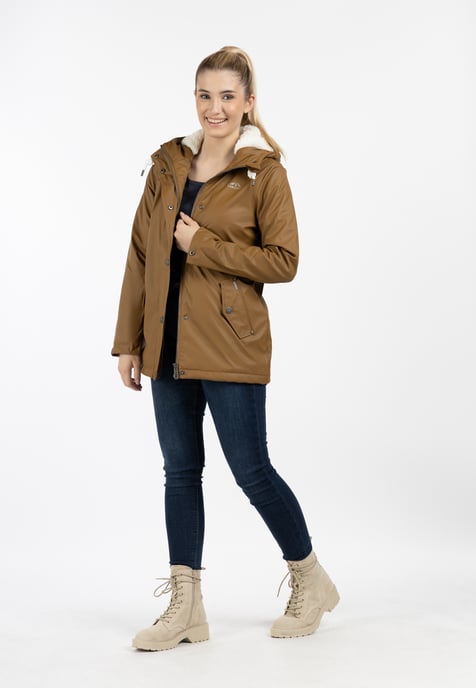 ICEBOUND Rain jacket with teddy lining women dark sand - Image 2