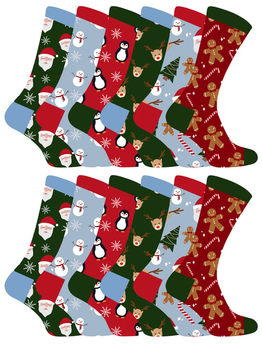 Kids Christmas Socks | Sock Snob | Novelty Fun Pattern Xmas Gift Socks for Boys & Girls - 12 Pack - Image 1