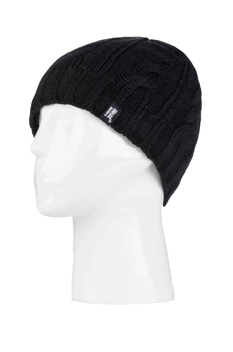 Gorro térmico de invierno de punto por cable con forro polar para mujer - Image 1