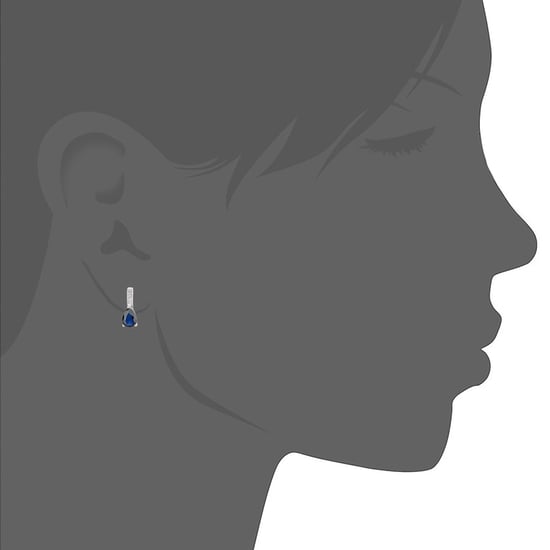 9ct White Gold Diamond and Sapphire Gemstone Teardrop Cut Drop Earrings