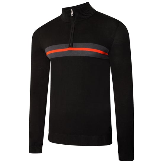 Dare 2B Mens Unite Us Knitted Half Zip Sweatshirt (Black/Amber Glow)