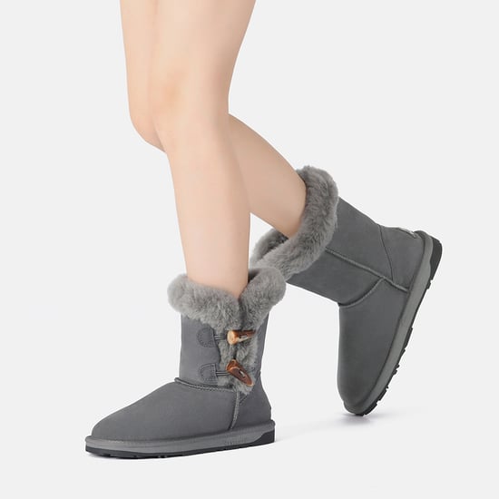 EVER AU Women Stork Horn Toggle button Short Boots