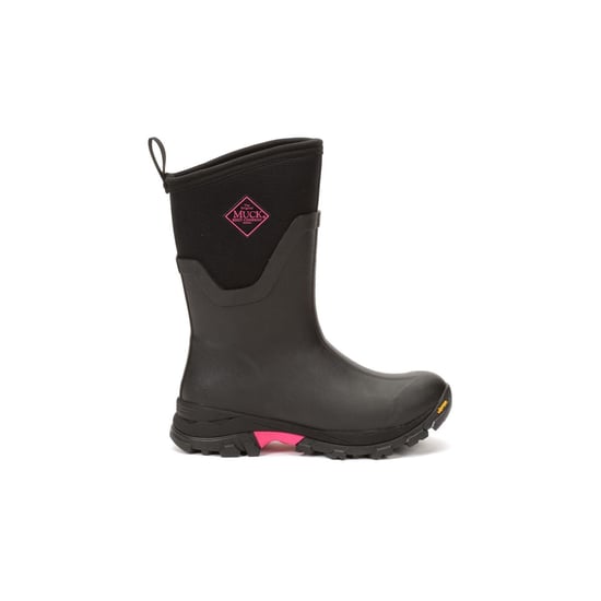 Muck Boots Arctic Ice Mid AGAT Rubber Black/Hot Pink Wellington Boots - Image 5