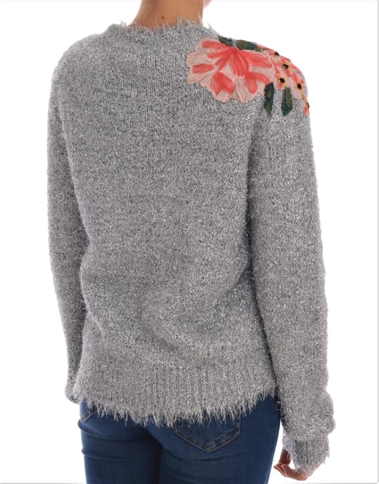 Cárdigan Plateado Dolce & Gabbana con Aplique Floral - Image 5