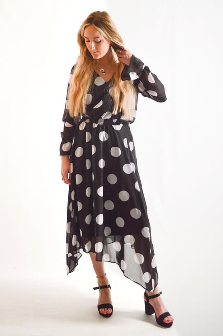 Polka Dot Hanky Hem Dress - Image 2