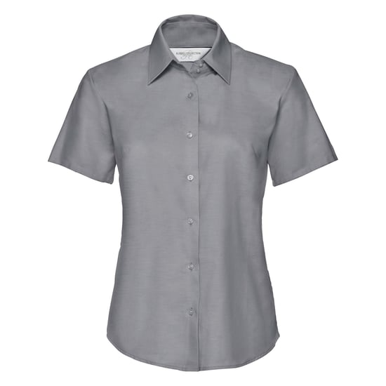 Russell Collection Ladies/Womens Short Sleeve Easy Care Oxford Shirt (Silver Grey) - Image 1
