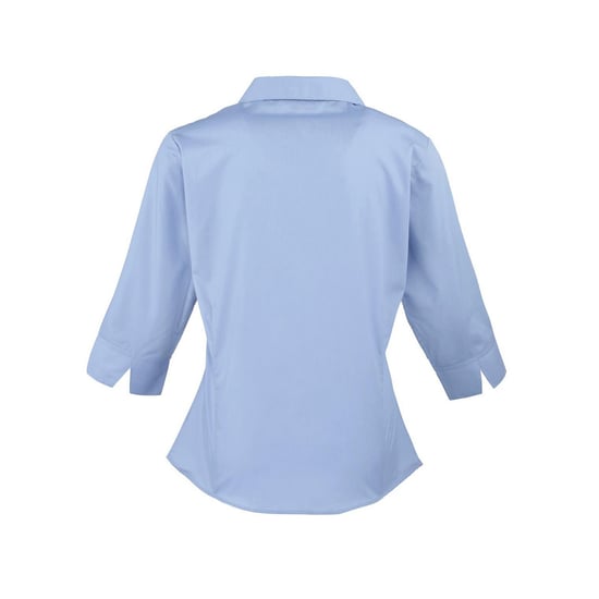 Premier Womens/Ladies Poplin 3/4 Sleeve Shirt (Mid Blue) - Image 2