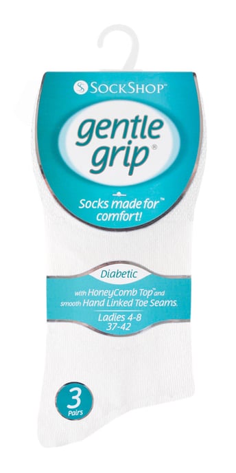 Gentle Grip - 6 Pares de Calcetines Diabéticos de Mujer con Parte Superior de Peine de Miel y Costuras de Puntera Unidas a Mano - Blanco - Image 2