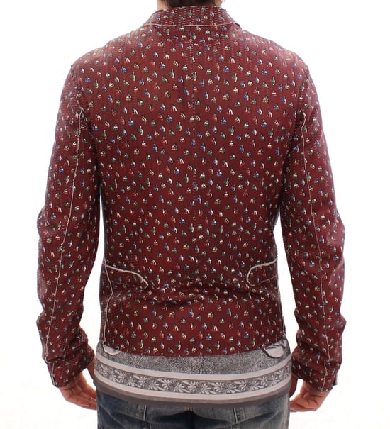 Chaqueta abrigo con print de boxers en cuero burdeos de Dolce & Gabbana - Image 3