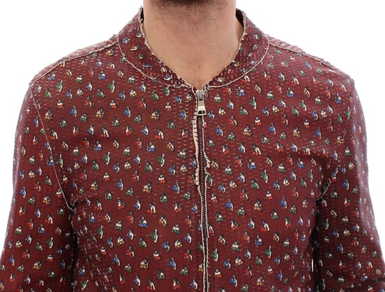 Chaqueta abrigo con print de boxers en cuero burdeos de Dolce & Gabbana - Image 4