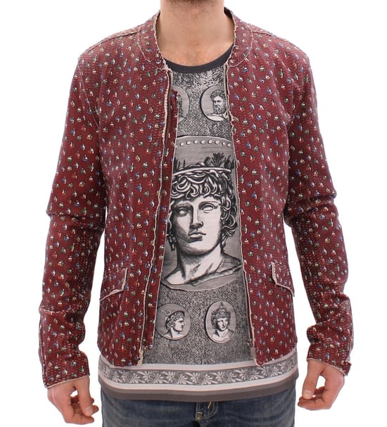 Chaqueta abrigo con print de boxers en cuero burdeos de Dolce & Gabbana - Image 5