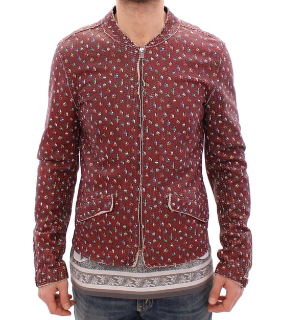 Chaqueta abrigo con print de boxers en cuero burdeos de Dolce & Gabbana - Image 1