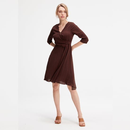 Crossed draped on side skater dress - Image 2