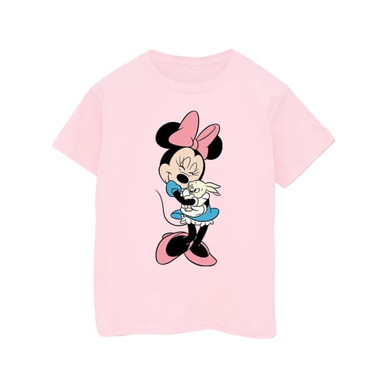 Disney Girls Minnie Mouse Bunny Hug Cotton T-Shirt (Baby Pink)