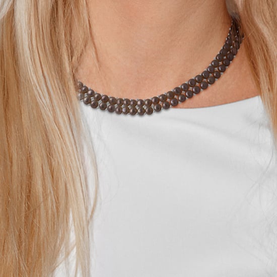 DIADEMA - Necklace - Real Freshwater Pearls - Black Tahitian Style