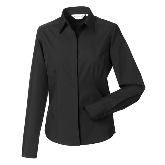 Russell Collection Womens/Ladies Polycotton Slim Long-Sleeved Shirt (Black) - Image 1