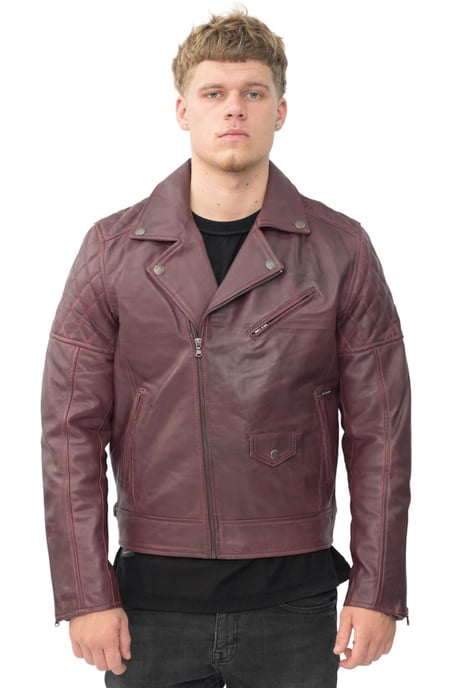 Mens Cross Zip Leather Biker Jacket - Gibraltar