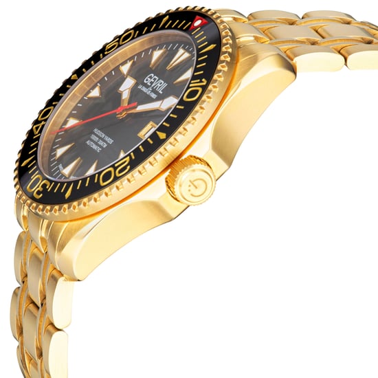 Gevril Hudson Yards para hombre, esfera negra, reloj automático suizo dorado de 3 manecillas, movimiento Sellita SW200 - Image 3