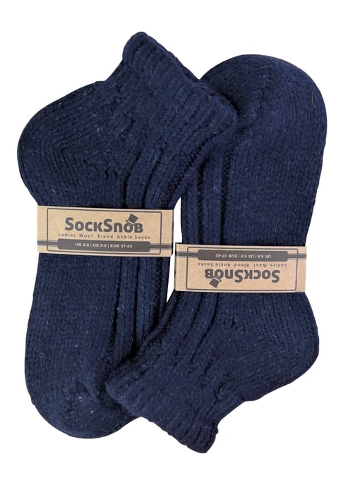 Sock Snob - Calcetines tobilleros de lana de corte bajo y canalé grueso para mujer - Image 2