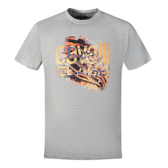 Camiseta Gris con Logo Bold de Diseño de Tigre Cortado de Cavalli Class - Image 1