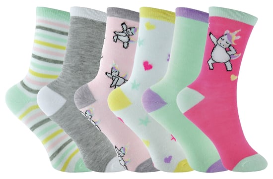 Calcetines Unicornio 6 Pares Multipack Pastel Novelty Girls - Image 1