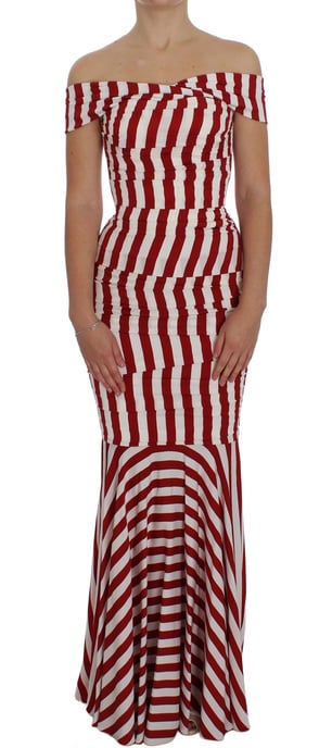 Vestido de seda elástica rojo y blanco para mujer de Dolce & Gabbana - Image 1
