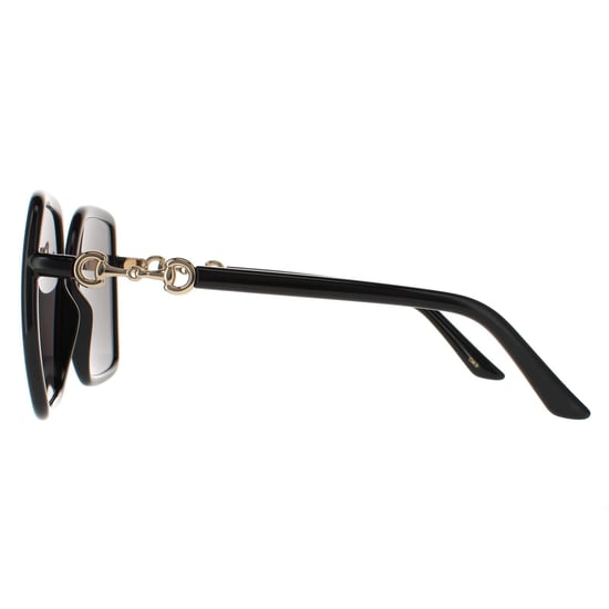 Gafas de sol cuadradas para mujer Gucci negras y doradas grises - Image 3