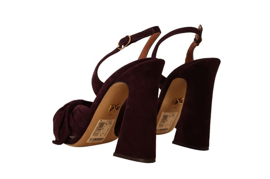 Sandalias de tacón con correa al tobillo de ante púrpura oscuro para mujer de Dolce & Gabbana - Image 3