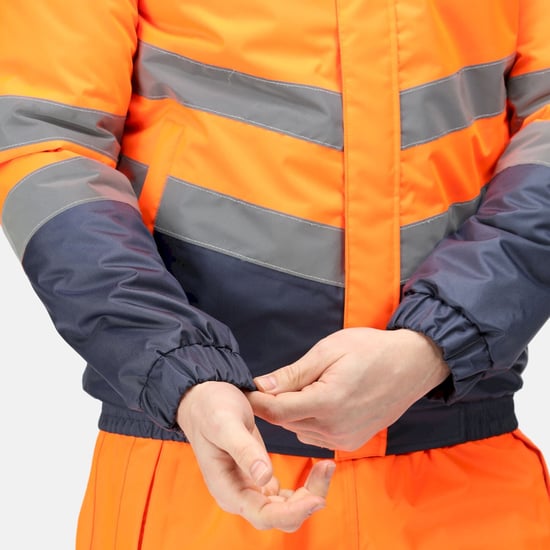 Regatta Mens Bomber Waterproof Hi-Vis Jacket (Orange/Navy)