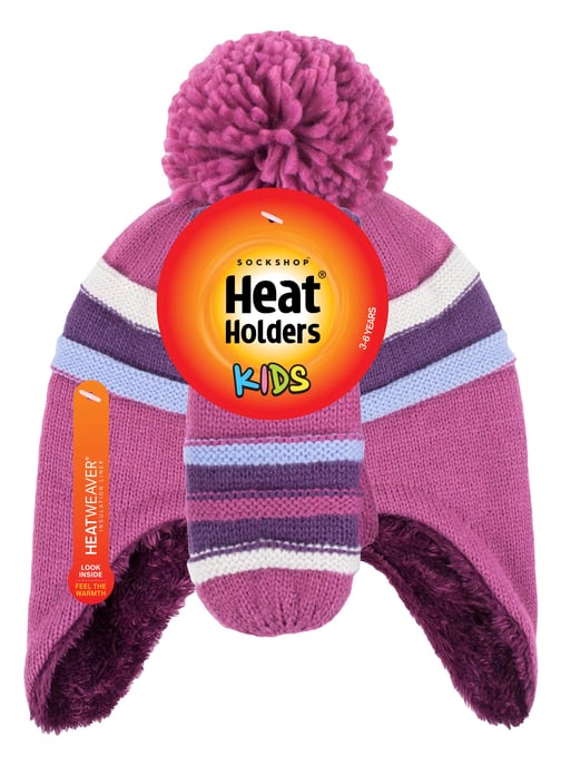 Heat Holders - Conjunto de gorro y manoplas de invierno para niña - Rojo Violeta - Image 2