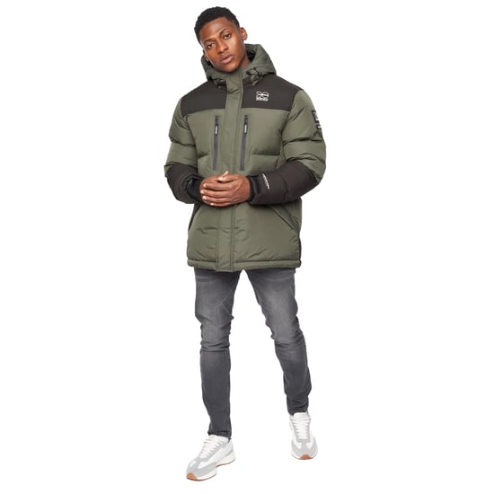 Crosshatch Mens Squadage Panelled Jacket (Olive) - Image 6