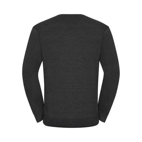 Russell Collection Mens Cotton Acrylic V Neck Sweatshirt (Charcoal Marl) - Image 2
