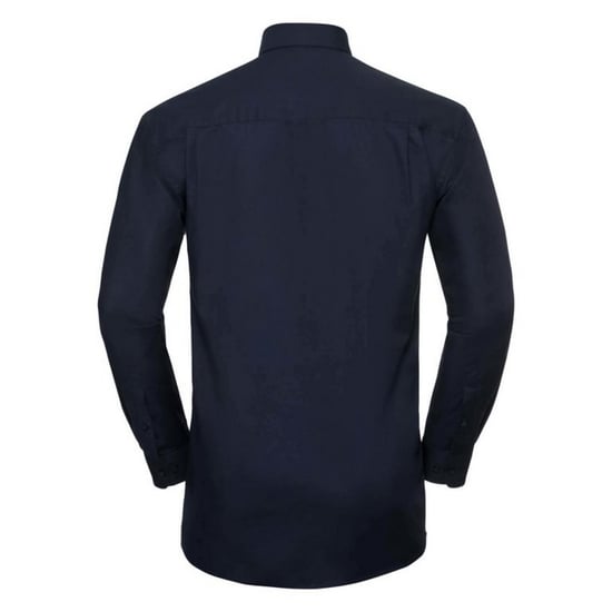 Russell Collection Mens Long Sleeve Easy Care Oxford Shirt (Bright Navy) - Image 2