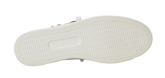 Zapatillas de Cuero Blancas con Corazón Rojo y Detalles Dorados de Dolce & Gabbana - Image 5