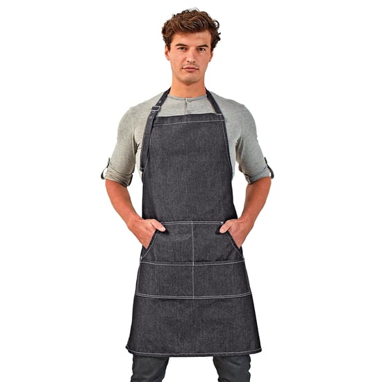 Premier Jeans Stitch Bib Apron (Black Denim) - Image 2