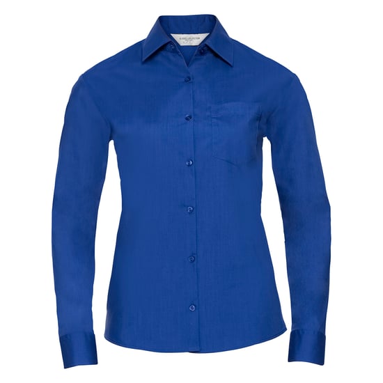 Russell Collection Womens/Ladies Classic Polycotton Easy-Care Long-Sleeved Shirt (Bright Royal) - Image 1