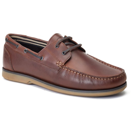 Base London Stern Leather Men's Burnt Brown Boat Shoes - Image 1
