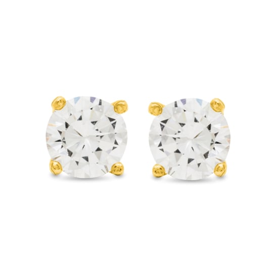 Pendientes Luxenter, Básico de Plata de Ley 925 y Circonita Brillante acabados en oro amarillo de 18 quilates - Image 1